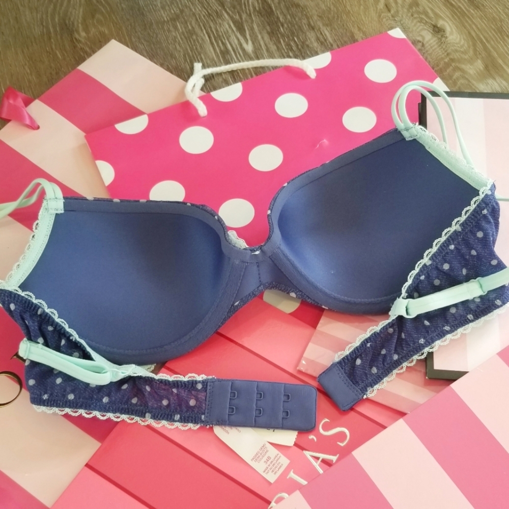 Victoria's Secret Vintage Polka Dot Push-up Bra & Bikini Panty Set NWT Ruching - Picture 11 of 13